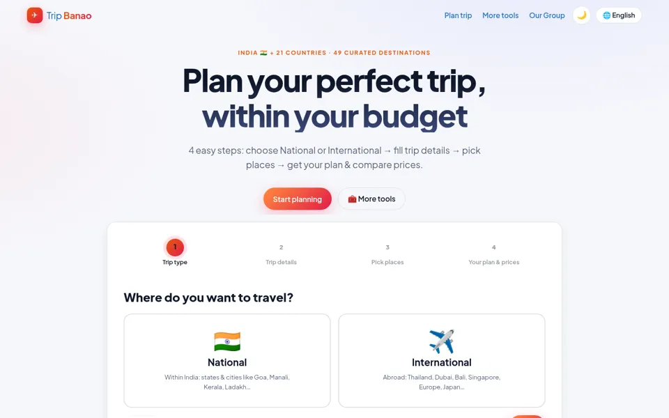 Trip Banao trip planner screenshot